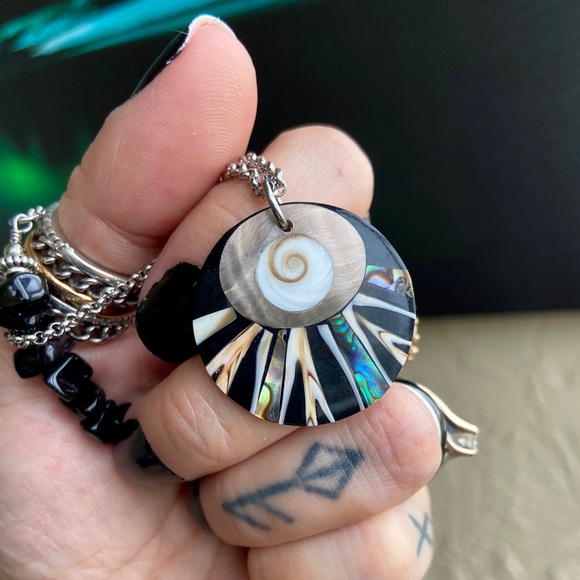 Double layer necklace onyx & abalone shiva eye - Picture 8 of 12